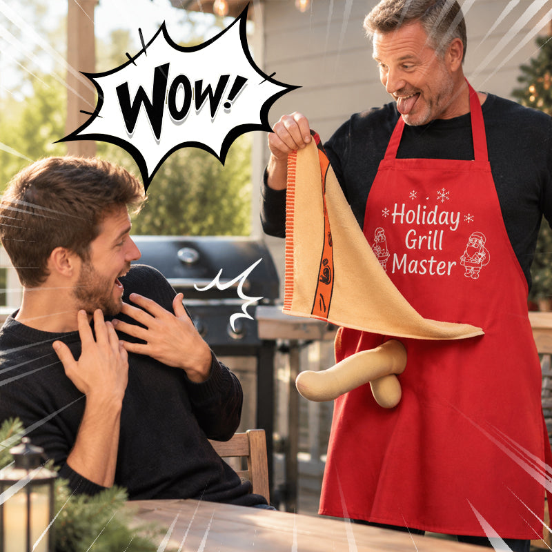 🎅 Christmas BBQ Apron – Funny Holiday Grill Master Apron with Towel