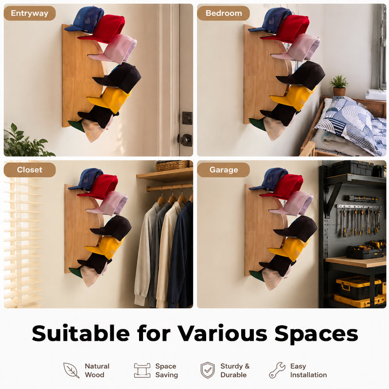 Wooden Baseball Cap Wall Holde