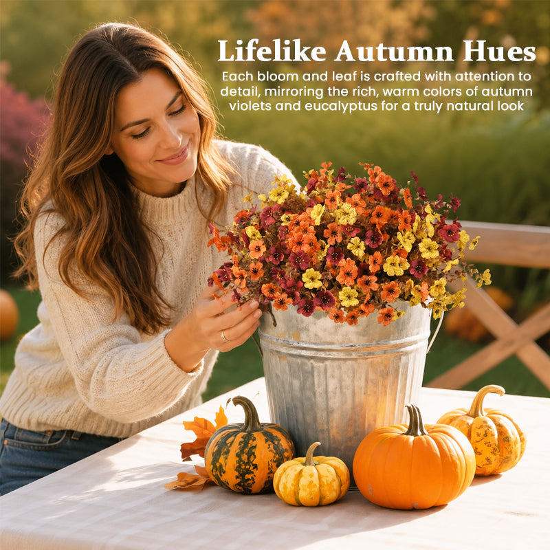 Autumn Eucalyptus & Violet Artificial Flowers for Home Decor