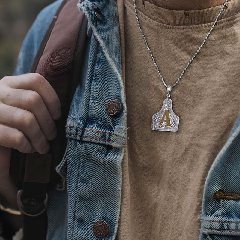 🤠 Letter Pendant CowTag Initial Necklace