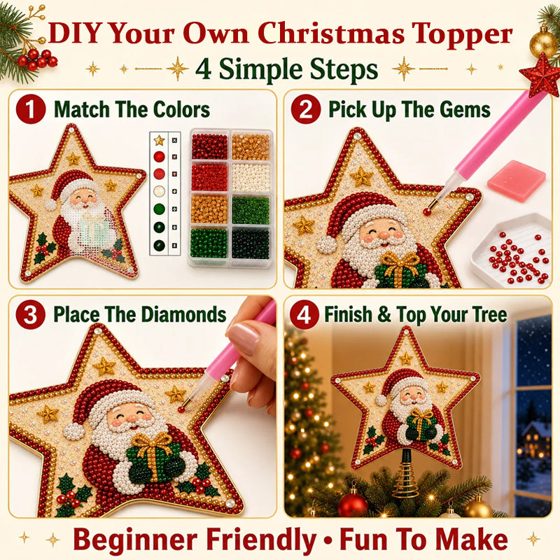 ✨ DIY Beaded Christmas Tree Topper Kit | 8 Festive Designs