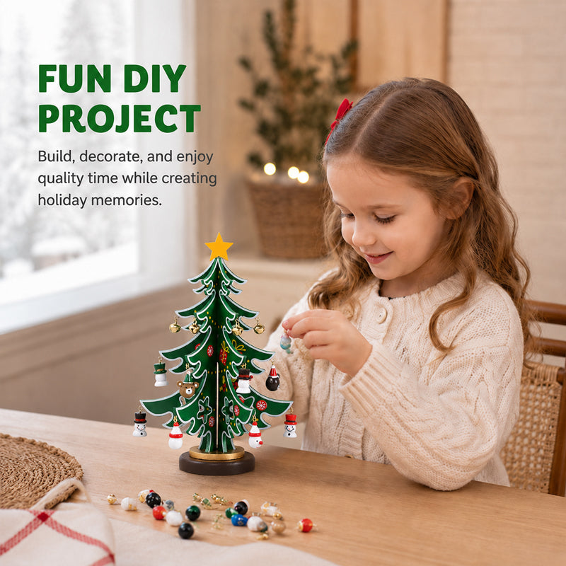 24-Day Wooden Christmas Tree Advent Calendar with Ornaments