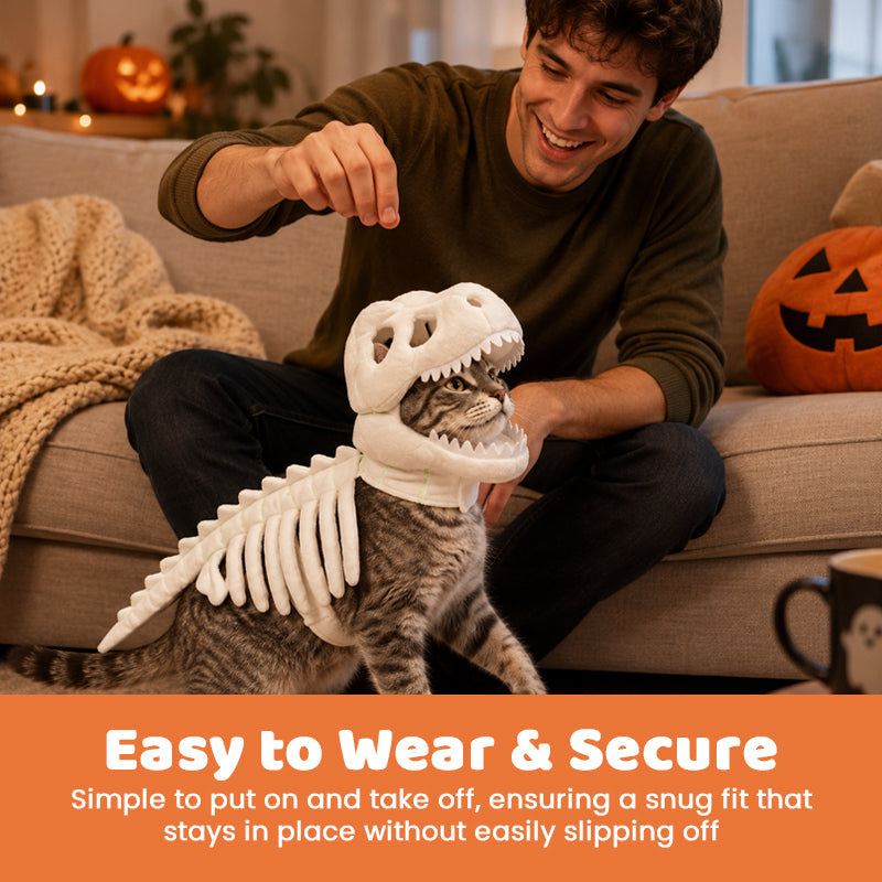 Glow-in-the-Dark Dinosaur Skeleton Costume for Cats & Dogs