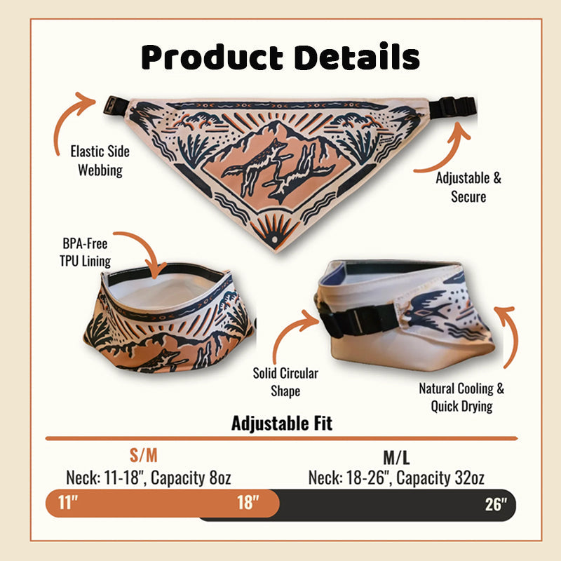 🐶 Dog Hydration Bandana | Wearable Water Bowl for Outdoor Adventures