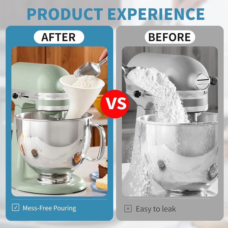 Mixer Hopper™ – No-Mess Flour & Sugar Filling Funnel for Stand Mixers