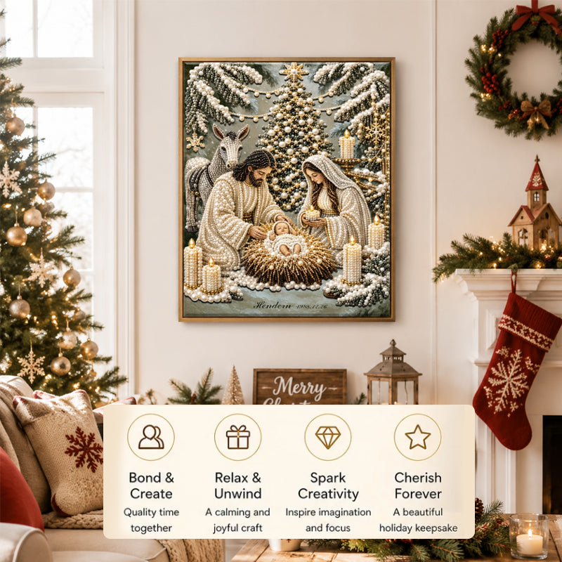 Nativity Scene Diamond Painting Kit – Christmas Christian DIY Decor