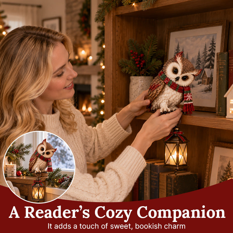 Christmas Owl Lantern Figurine