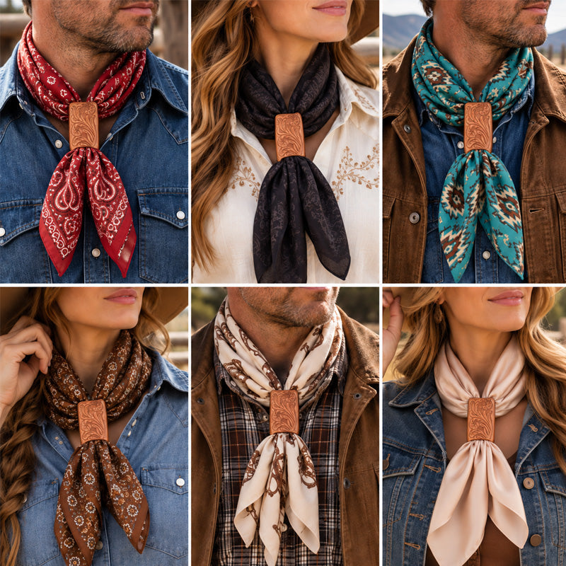 Hand Tooled Leather Wild Rag Scarf Slide