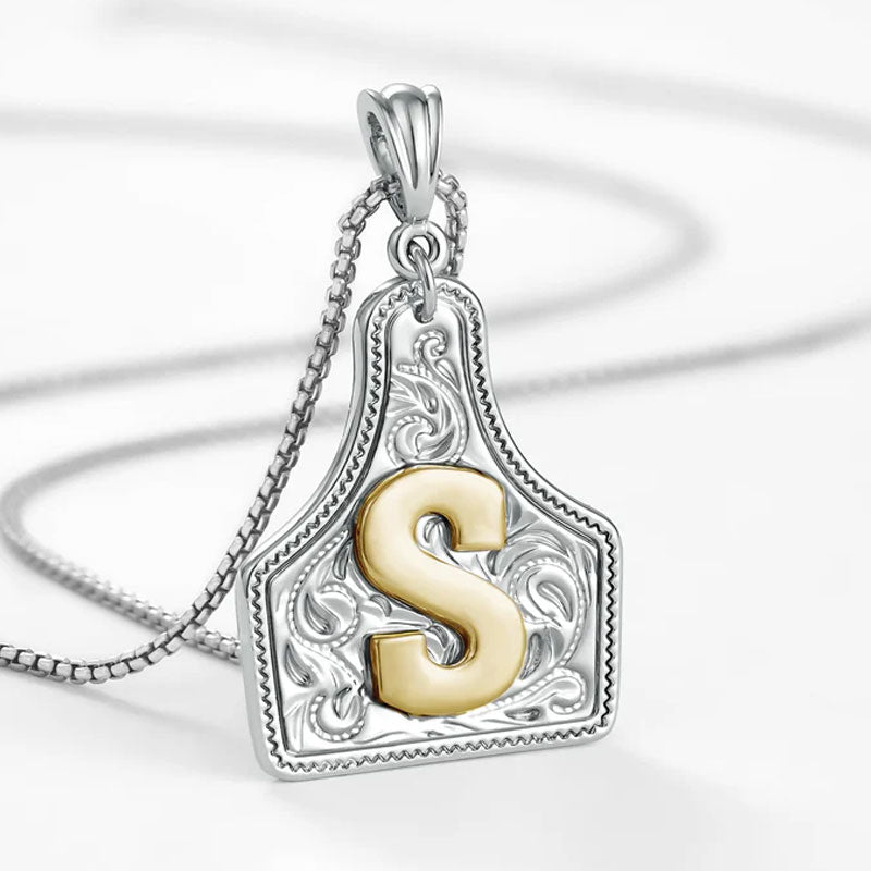 🤠 Letter Pendant CowTag Initial Necklace