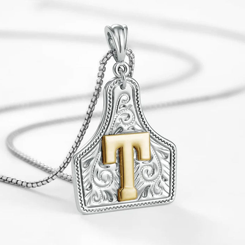 🤠 Letter Pendant CowTag Initial Necklace