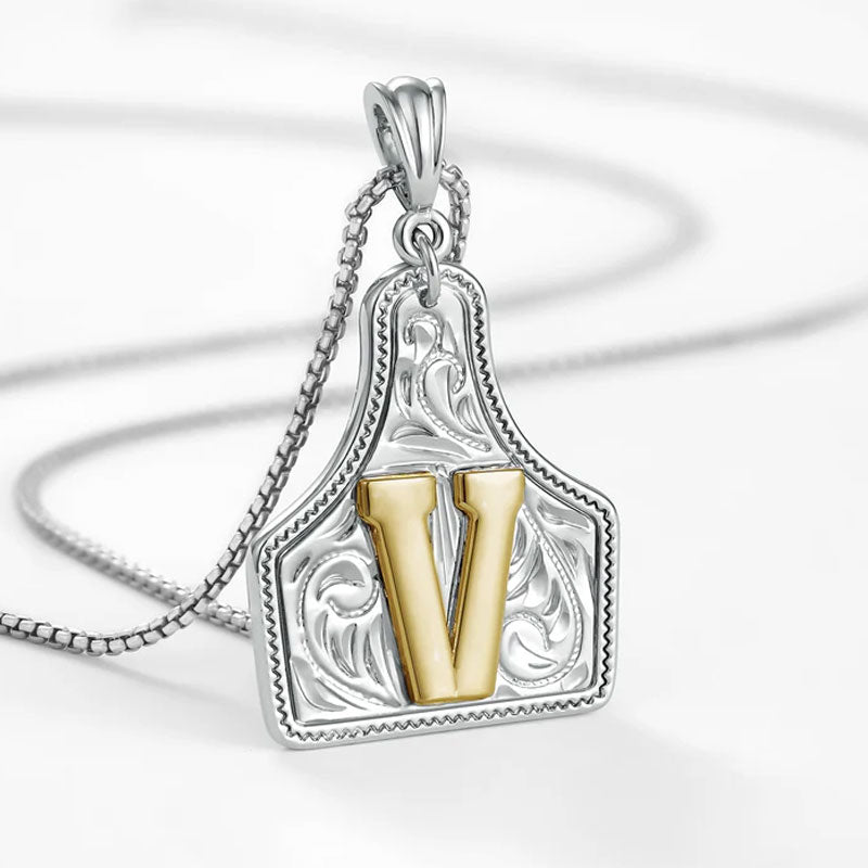 🤠 Letter Pendant CowTag Initial Necklace