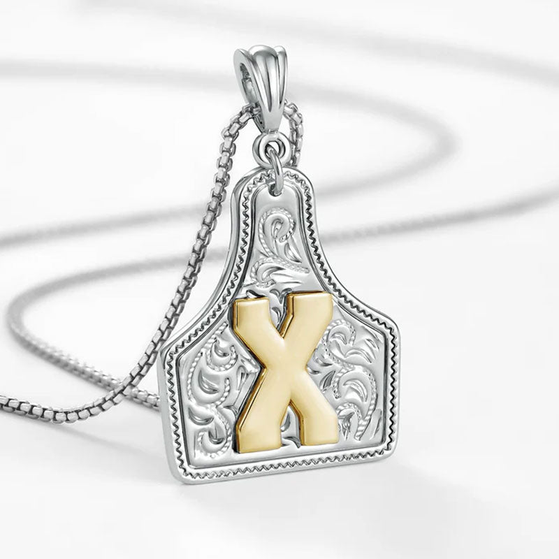 🤠 Letter Pendant CowTag Initial Necklace