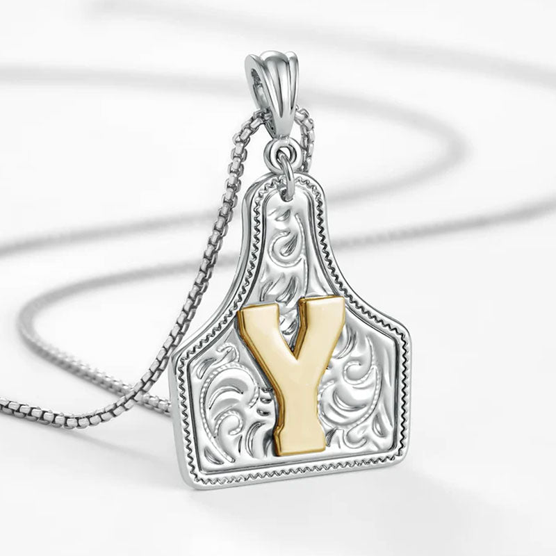 🤠 Letter Pendant CowTag Initial Necklace