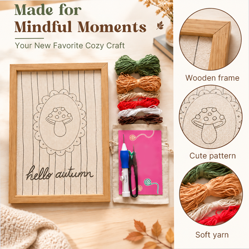 DIY Autumn Mushroom Punch Needle Kit