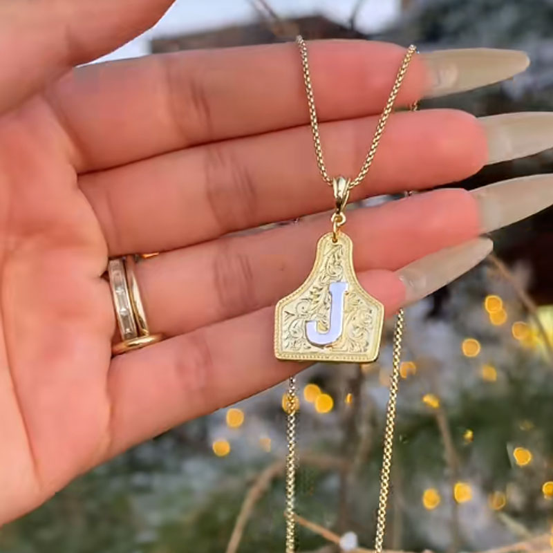 🤠 Letter Pendant CowTag Initial Necklace