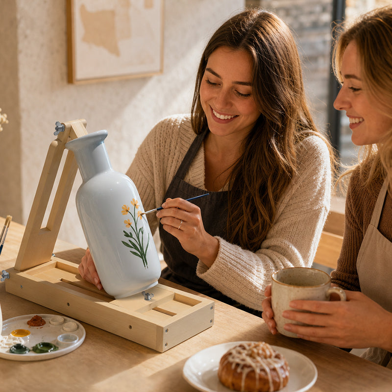 Adjustable Vase Painting Stand | 360° Rotating Support for Ceramic & Glass Art