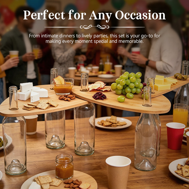 Artisanal Wine Flight Serving Tray Set - Unique Drink Holders for Entertaining