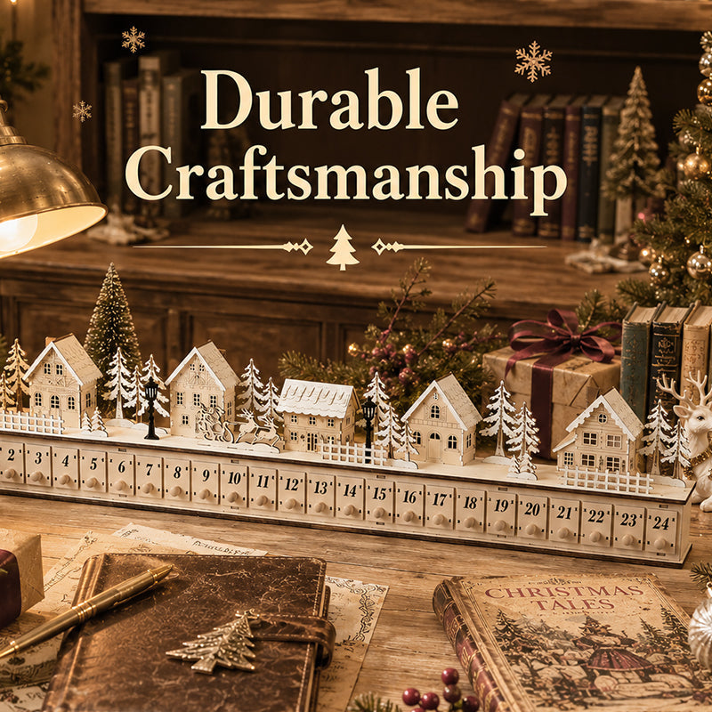 🎄 Early Christmas Sale | Musical Christmas Village Advent Calendar | Lighted Wooden Countdown Music Box