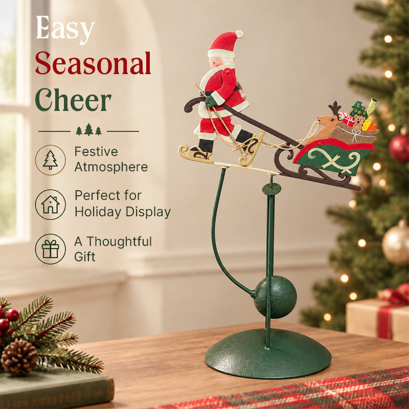 Wobbly Santa on Reindeer Christmas Figurine