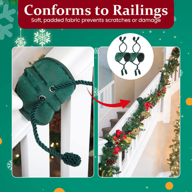 Christmas Garland Ties | Reusable No-Damage Banister Holders