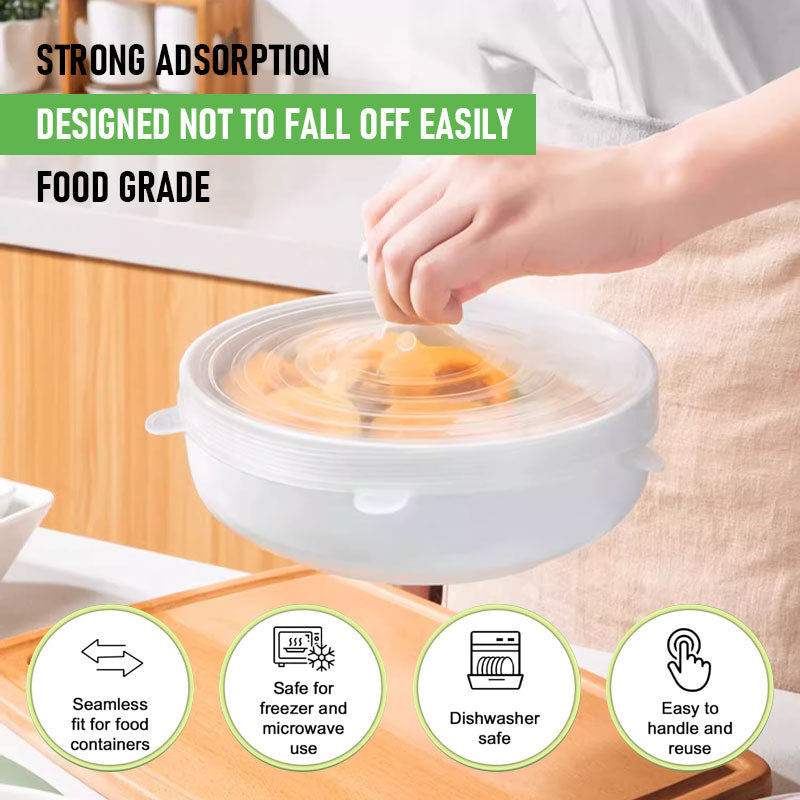 🍽️ Silicone Stretch Lids – 6-Piece Set (Reusable Food Covers)
