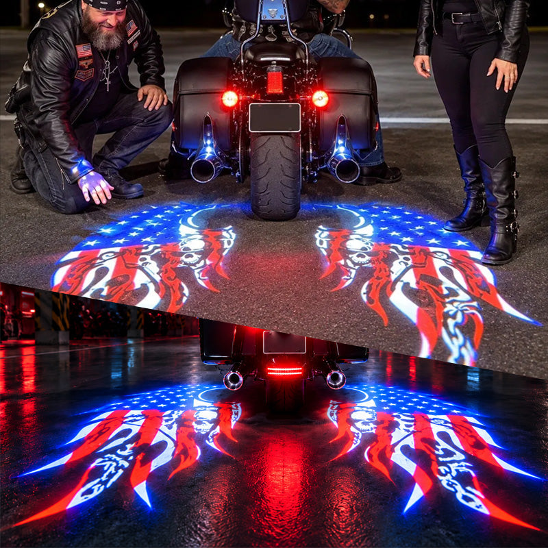 American Flag Motorcycle LED Ground Projection Lights