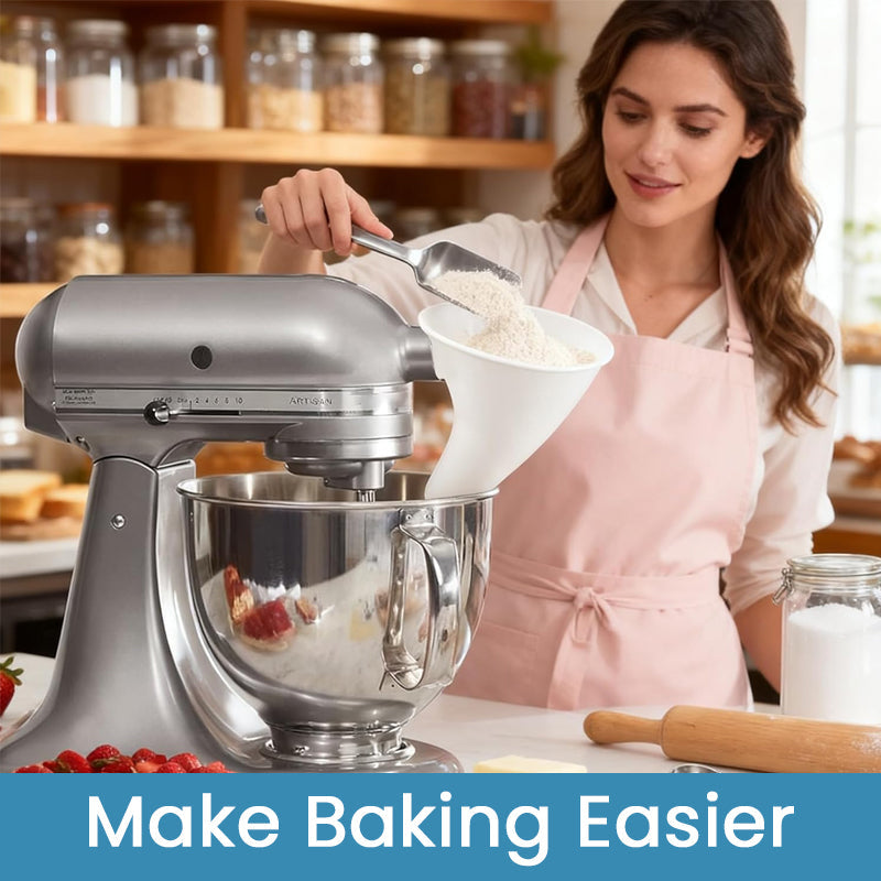Mixer Hopper™ – No-Mess Flour & Sugar Filling Funnel for Stand Mixers