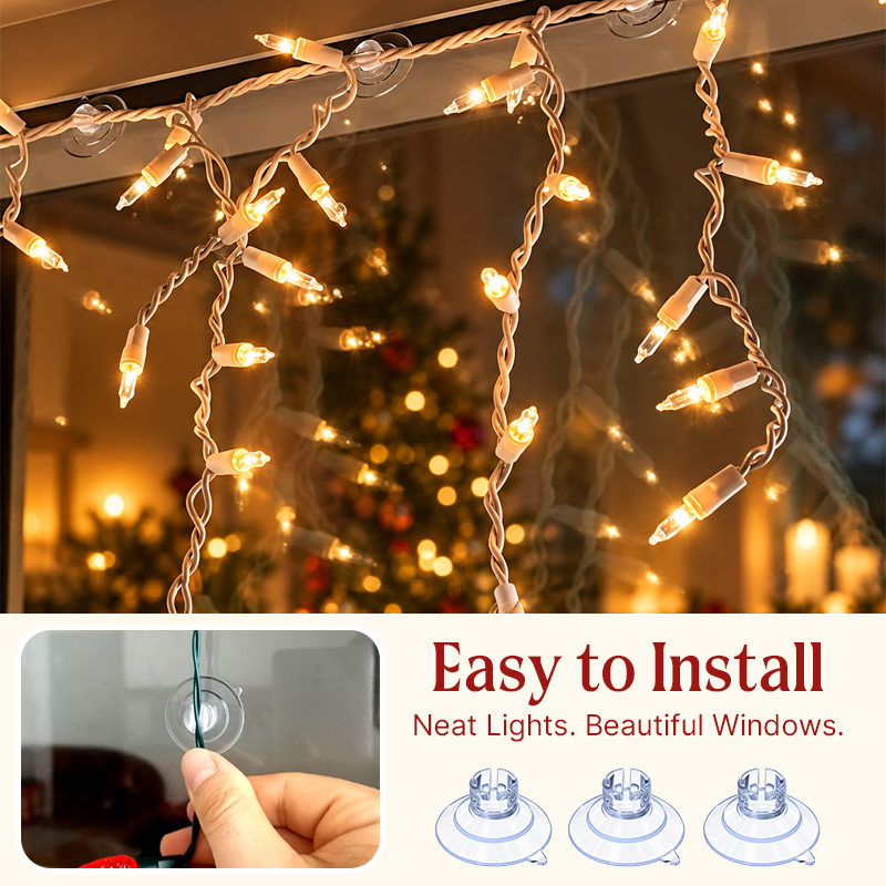 Christmas Light Suction Cup Clips with Wire Slots