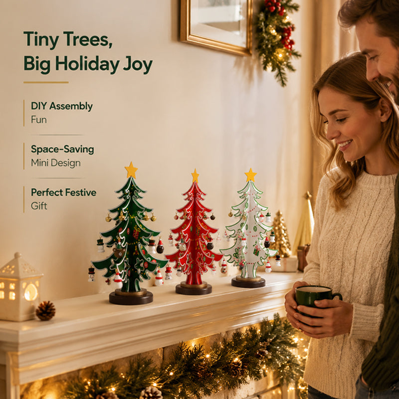24-Day Wooden Christmas Tree Advent Calendar with Ornaments