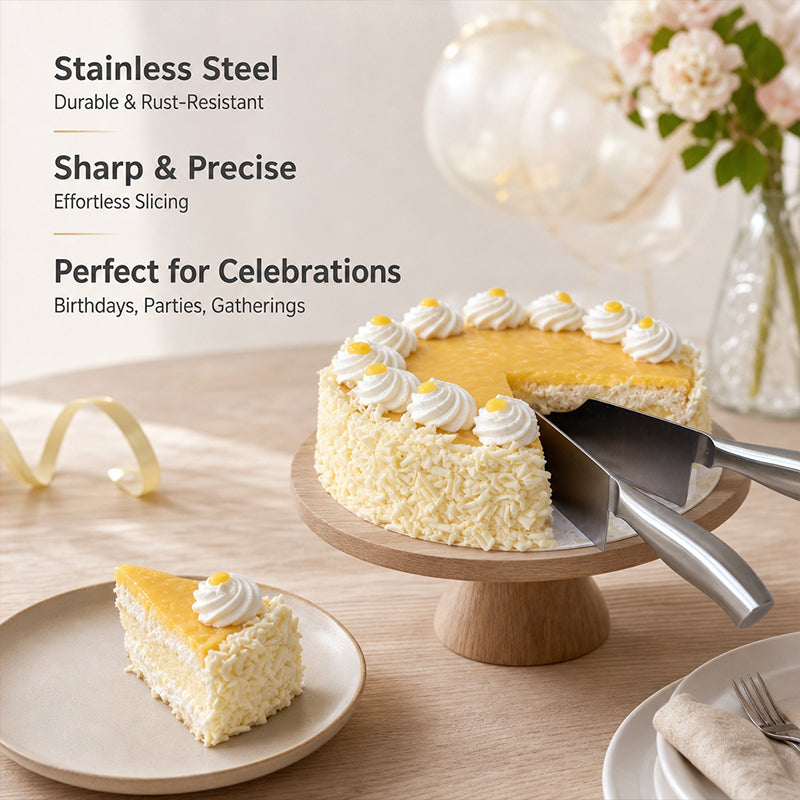 Premium Stainless Steel Cake Knife & Server Set - Perfect for Parties & Events