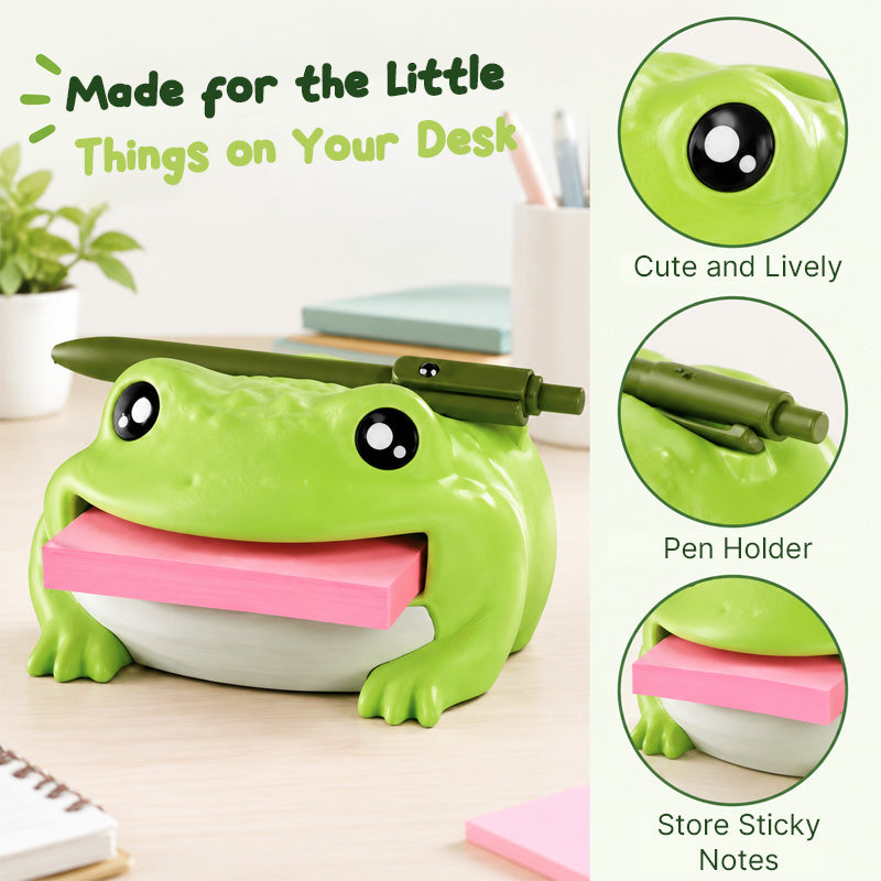 Frog Sticky Note Organizer with Drawing Stencils & Pen Holder