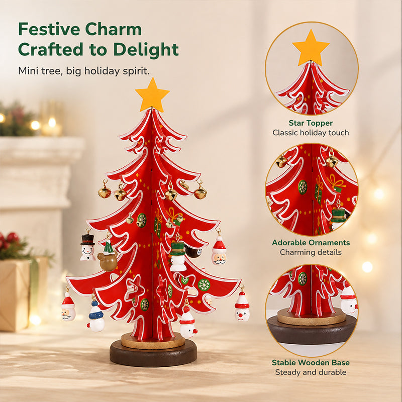 24-Day Wooden Christmas Tree Advent Calendar with Ornaments