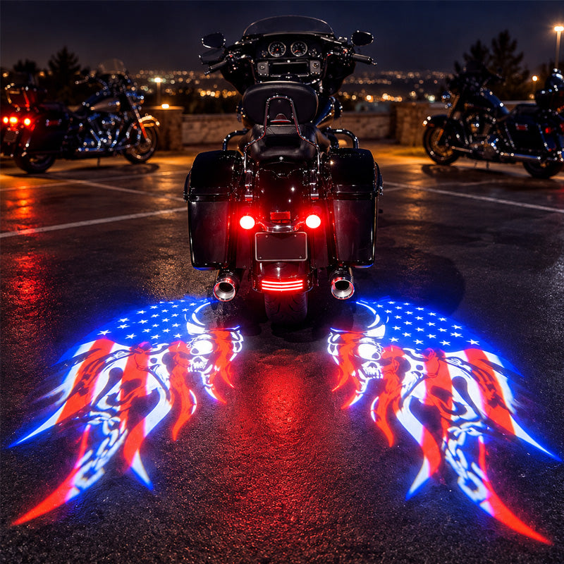 American Flag Motorcycle LED Ground Projection Lights