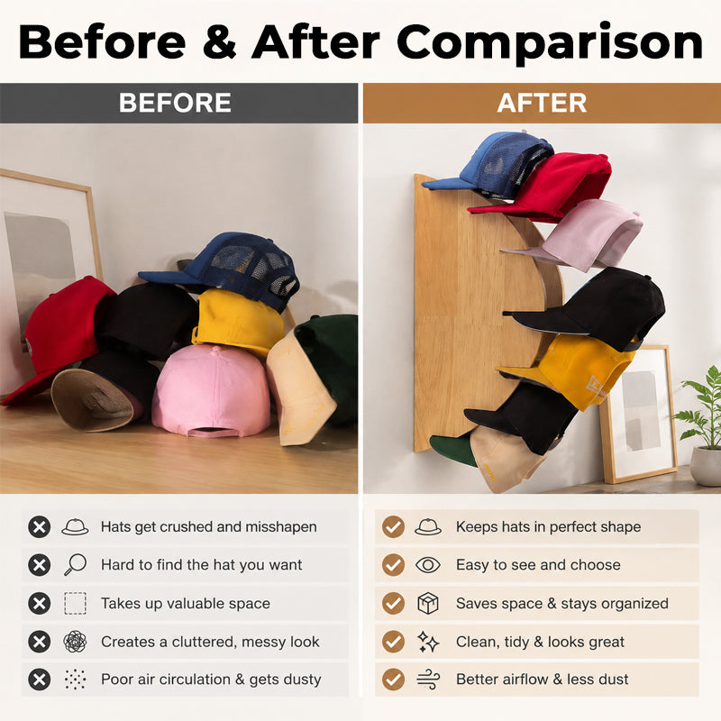 Wooden Baseball Cap Wall Holde