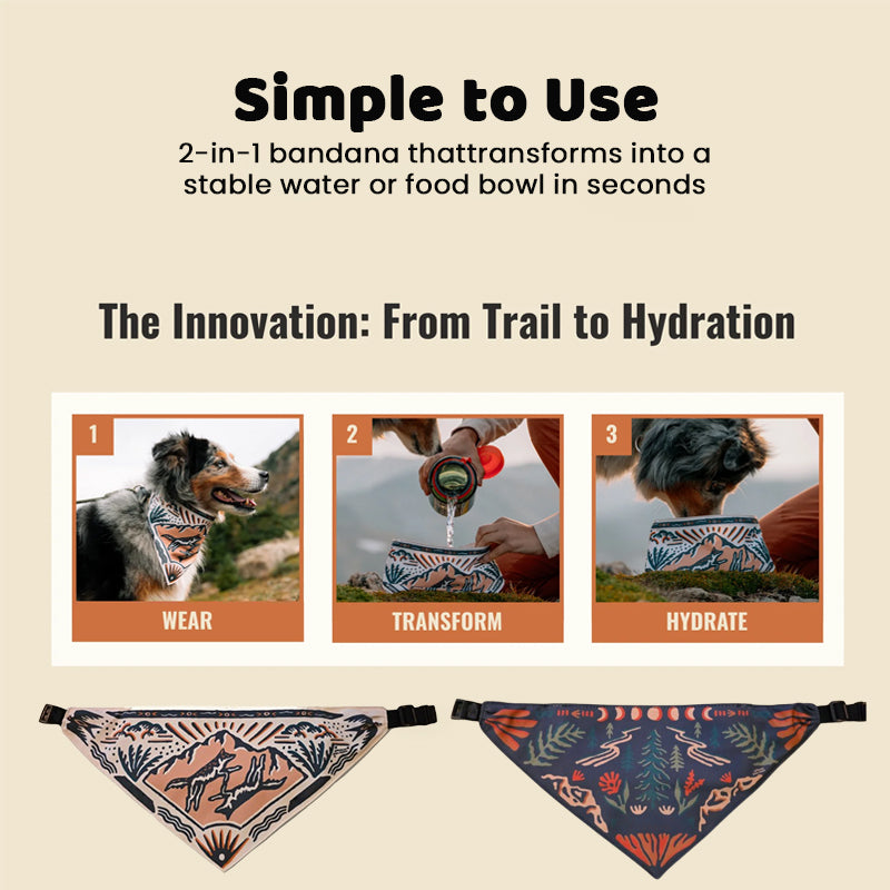 🐶 Dog Hydration Bandana | Wearable Water Bowl for Outdoor Adventures