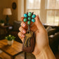 🌼 Turquoise Bloom Bag Clip Key Holder – Find Your Keys with Flair