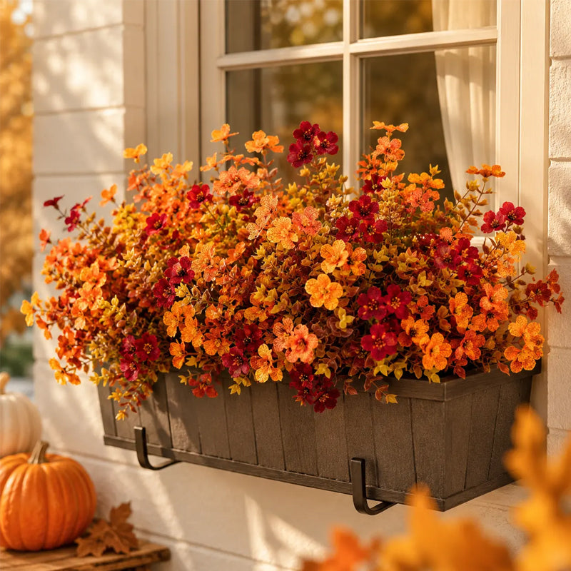 Autumn Eucalyptus & Violet Artificial Flowers for Home Decor