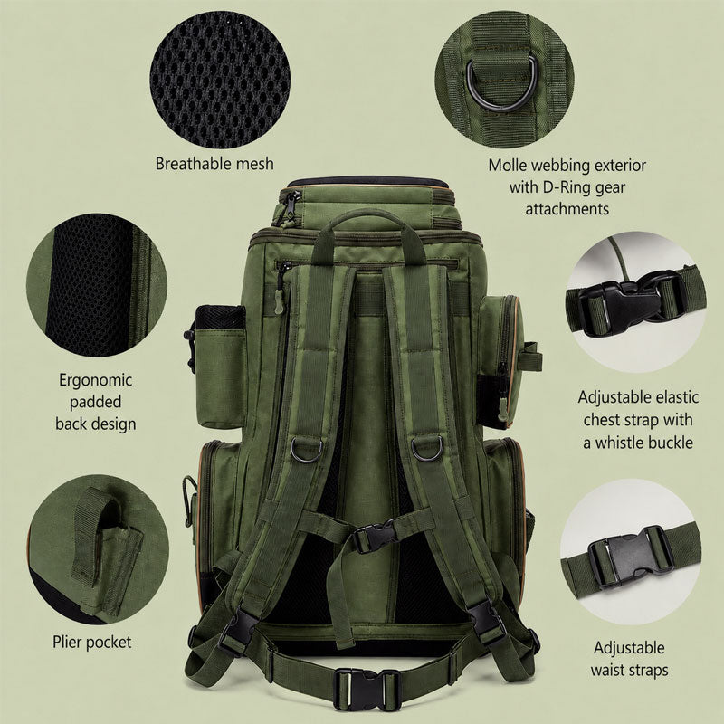 Multi-Pocket Fishing Tackle Backpack for Outdoor🎣🎒✨