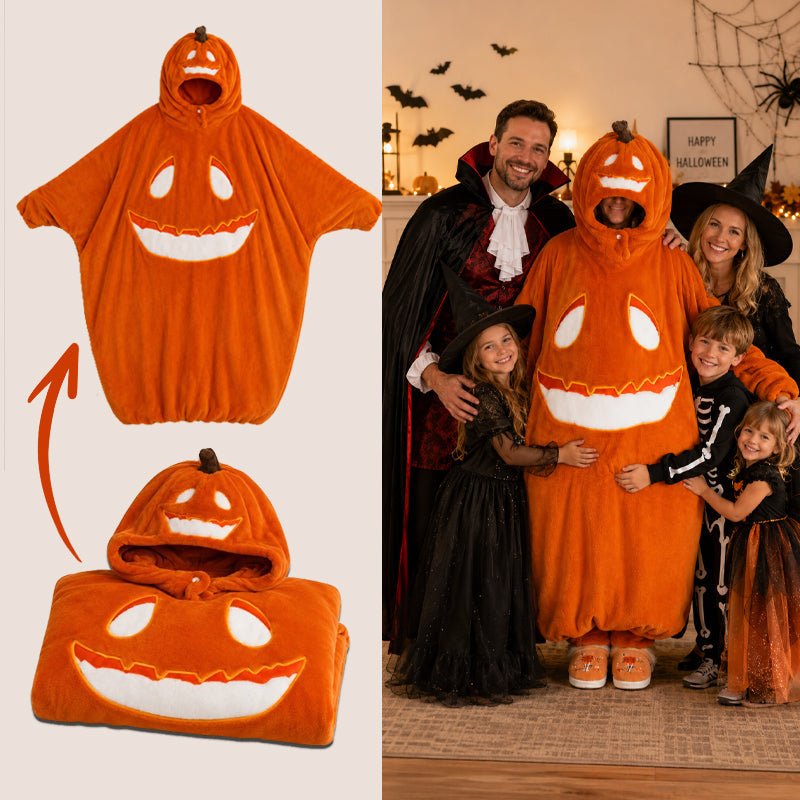 🎃 Early Halloween Drop | Cozy Pumpkin Onesie | Jack-O'-Lantern Halloween Jumpsuit Pajama Costume