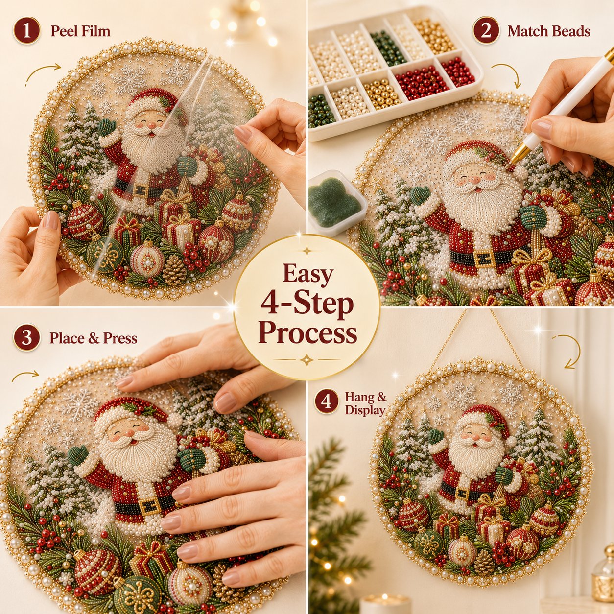 Four Seasons & Holiday Pearl Art Hanging Ornament Kit | DIY Sparkling Seasonal Decor
