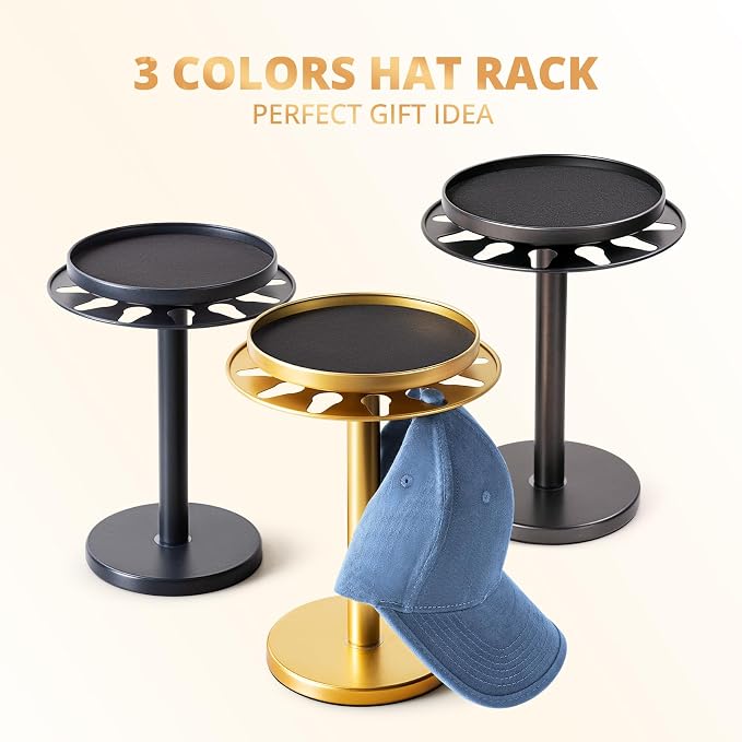 360° Rotating Baseball Cap Organizer with Storage Tray