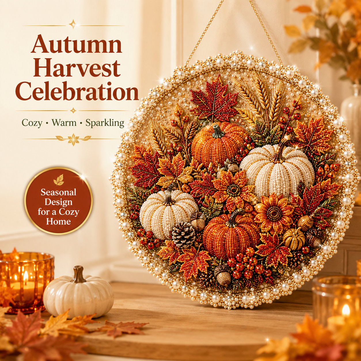 Four Seasons & Holiday Pearl Art Hanging Ornament Kit | DIY Sparkling Seasonal Decor