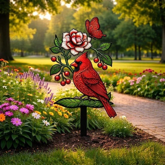 🐦Cardinal Art Garden Stake💥