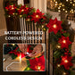 Christmas Poinsettia LED Garland | Lighted Holiday Stair & Mantel Decor