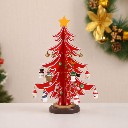 24-Day Wooden Christmas Tree Advent Calendar with Ornaments