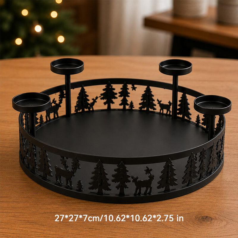 Christmas Forest Advent Candle Holder | 4-Week Holiday Countdown Decor