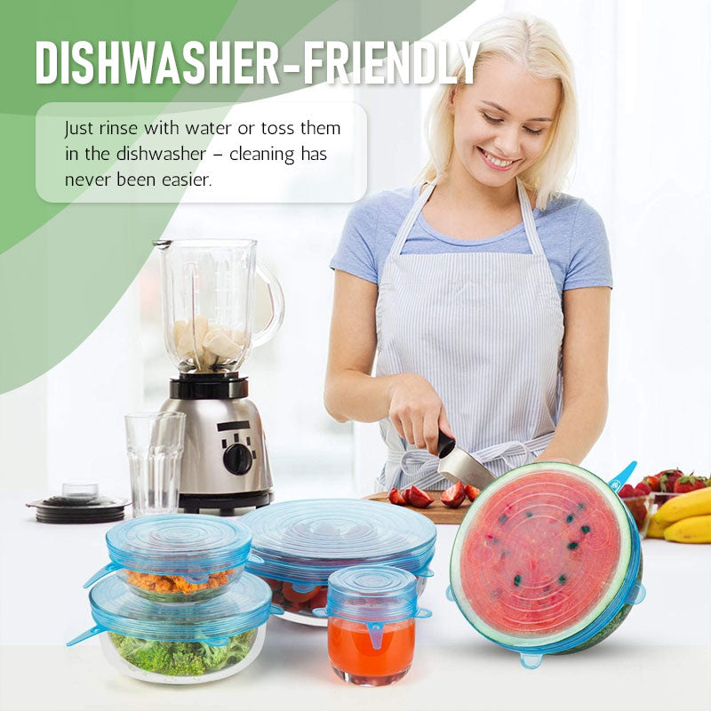 🍽️ Silicone Stretch Lids – 6-Piece Set (Reusable Food Covers)
