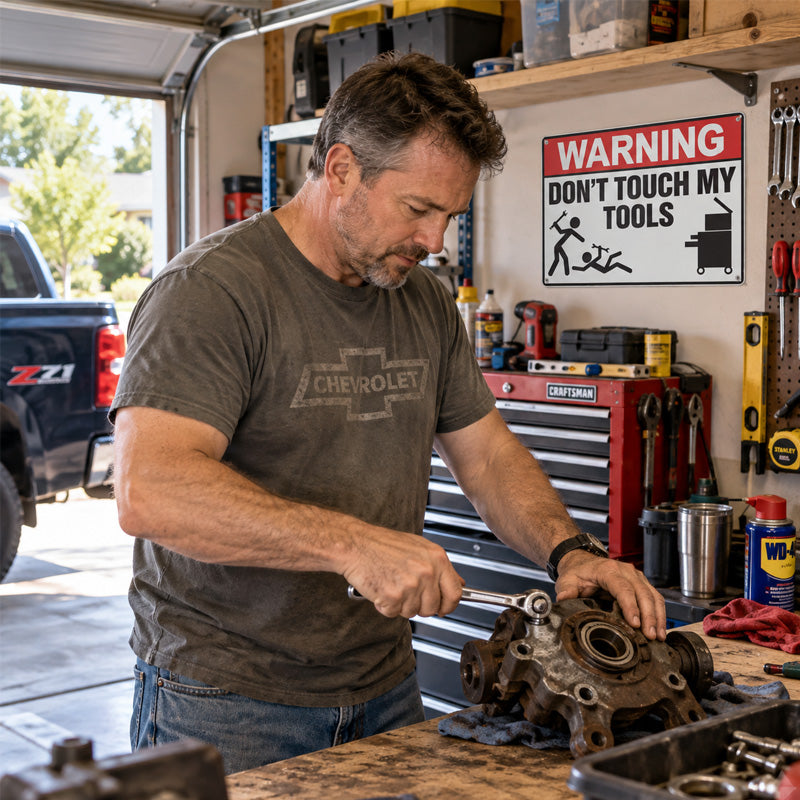 Warning: Don't Touch My Tools Sign
