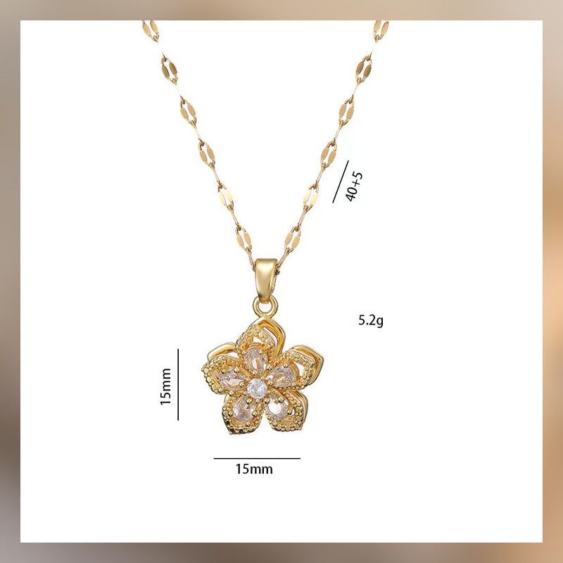 Rotating Bauhinia Zircon Necklace