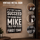 Funny "If At First You Don't Succeed" Vintage Wall Sign